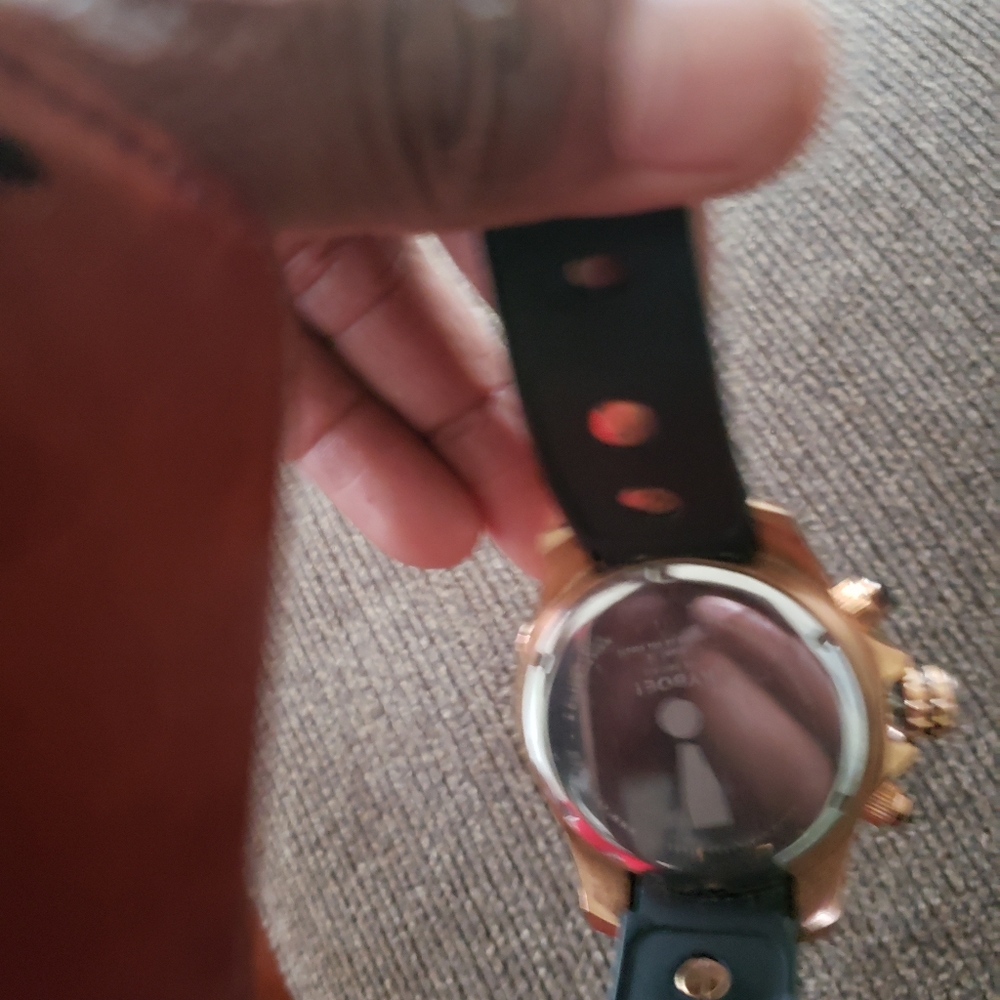 Kyboe! Men's Watch black and gold gently used battery needed